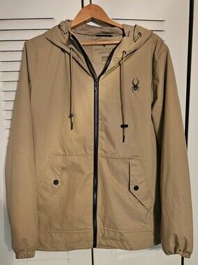 Spyder Men's Tan Hooded Windbreaker Jacket